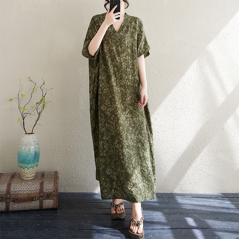 Summer V-Neck Loose Cotton Lin - đánh giá và giá Linen Dress Wrap