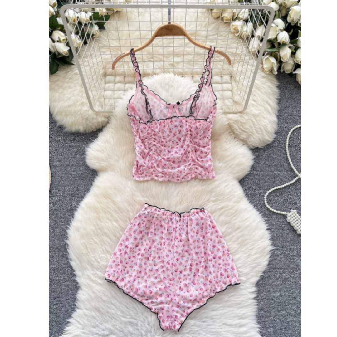 Women Sweet Homewear Suits Flo - đánh giá và giá Romper Floral Print