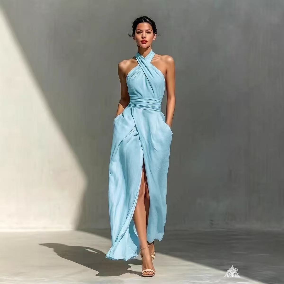 Chic Solid Front Split Boho Lo - đánh giá và giá Maxi Dress Halter
