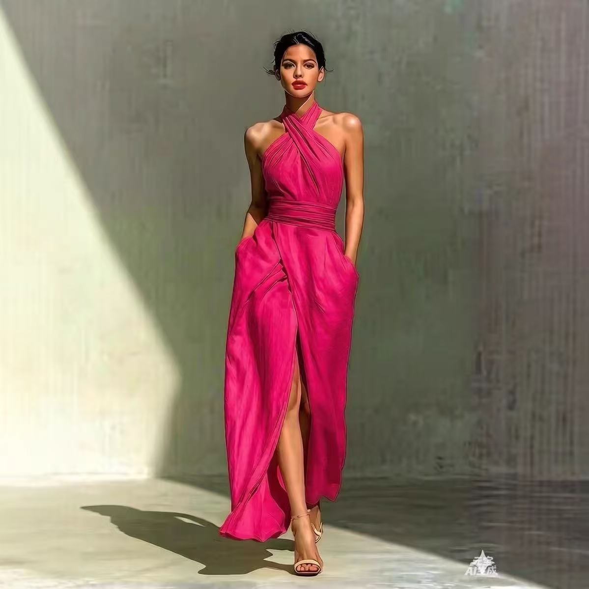 Chic Solid Front Split Boho Lo - đánh giá và giá Maxi Dress Halter