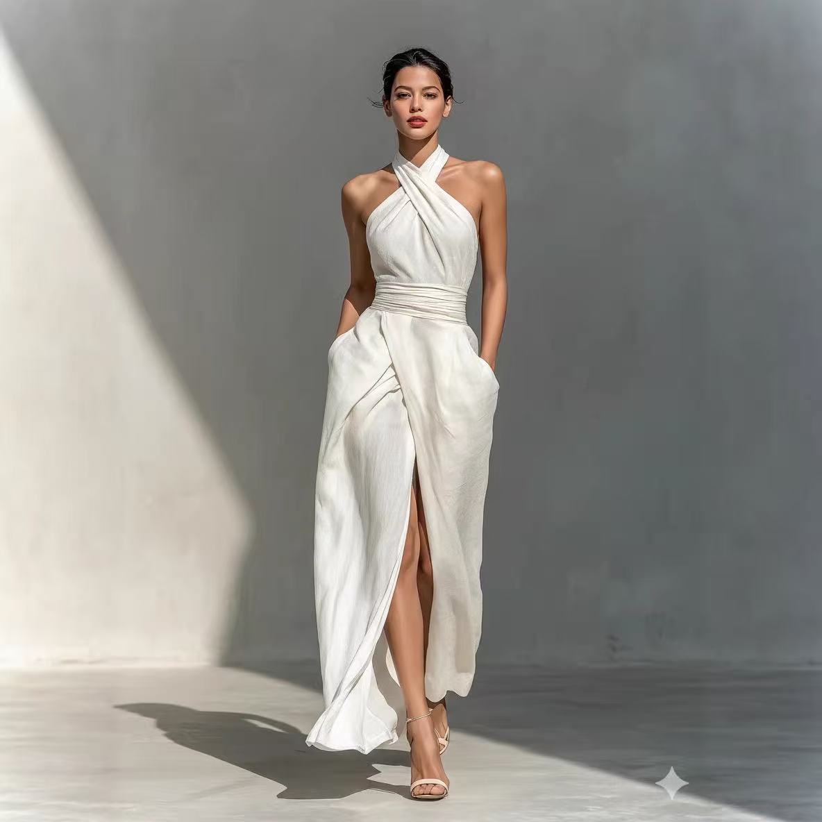 Chic Solid Front Split Boho Lo - đánh giá và giá Maxi Dress Halter