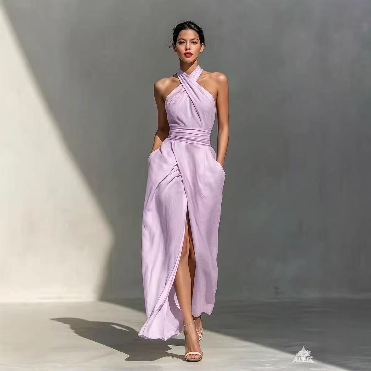 Chic Solid Front Split Boho Lo - đánh giá và giá Maxi Dress Halter